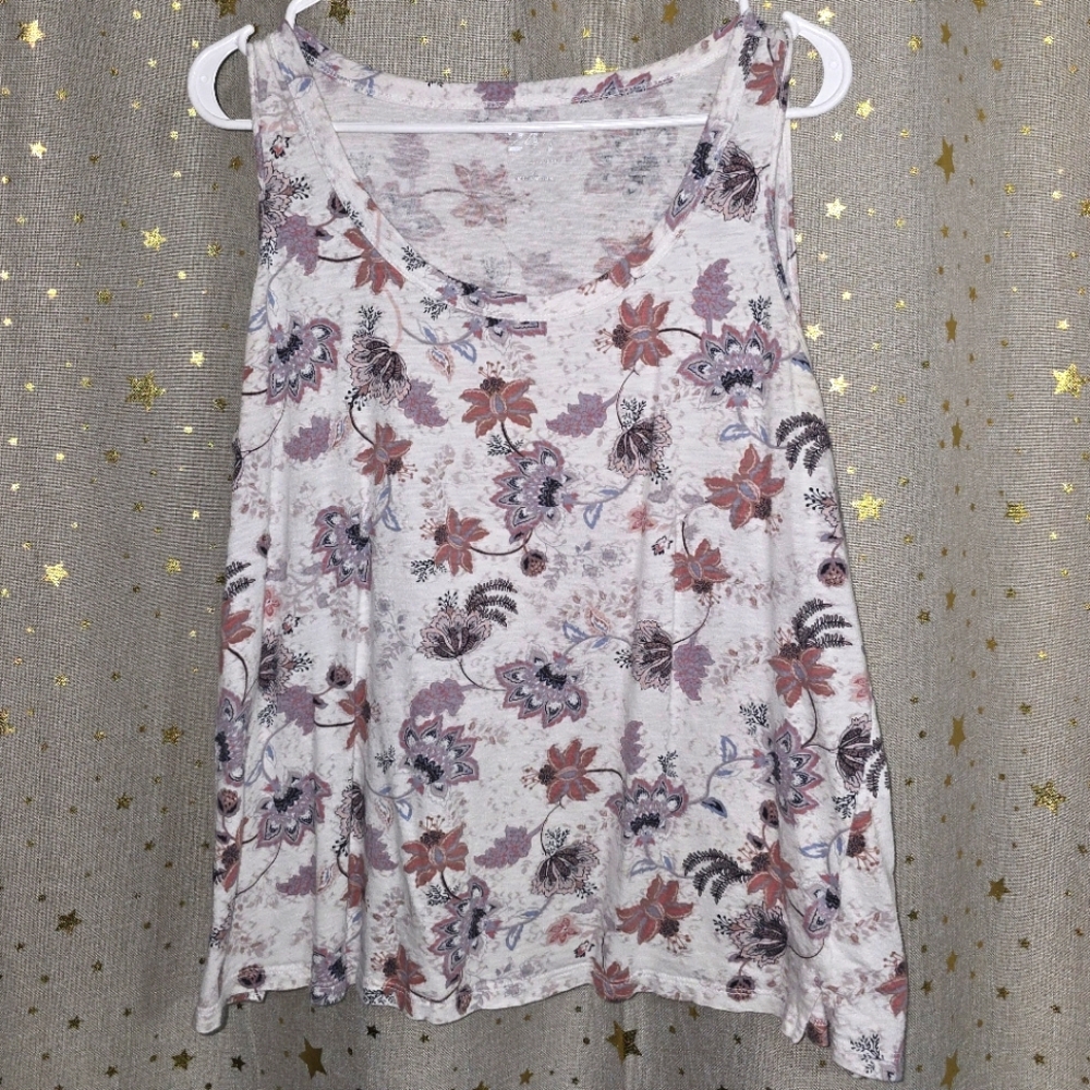 Chic Floral Women's Tank Top in Purple, Pink, and White